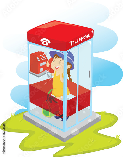 girl in telephone booth