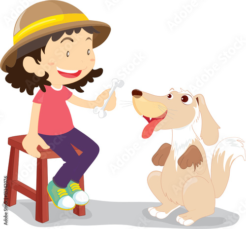 girl with her pet dog