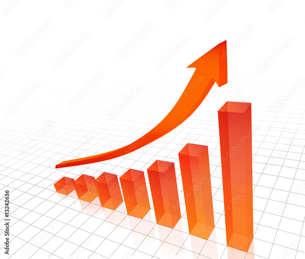 3D vector illustration of rising bar chart 3D vector illustration of rising bar chart