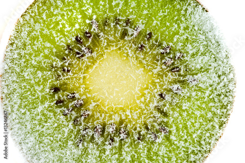 Slice kiwi inside ice