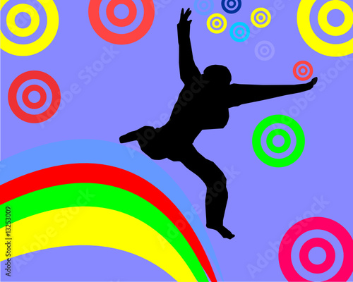 Junge auf Regenbogen