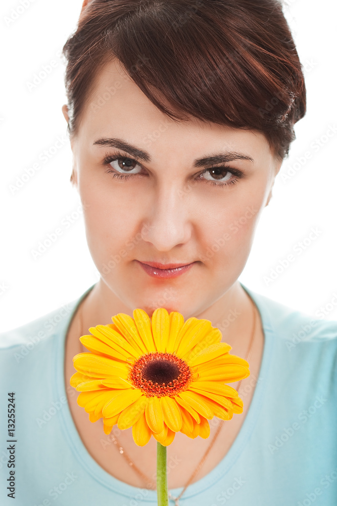 woman portrait with gerber woman portrait with gerber