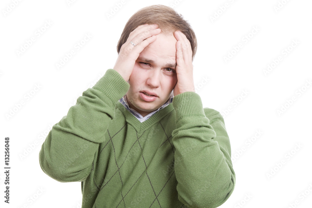 young man with headache young man with headache