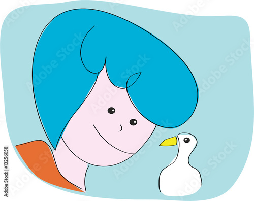 Girl with bird