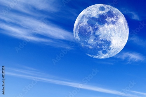 full moon of high quality in the morning sky photo