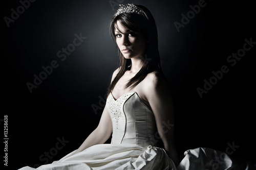 Shot of a Young Bride against grey background