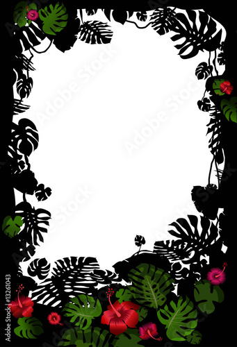 Tropical frame with flowers