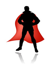Stickers Superhelden Superheld silhouet in actiehouding  © kniveset
