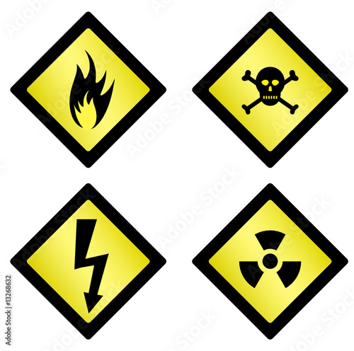 Set of danger symbols on white background