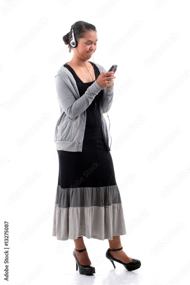 Mad on music player on white background Mad on music player on white background