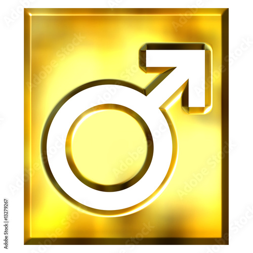 3D Golden Male Symbol Sign