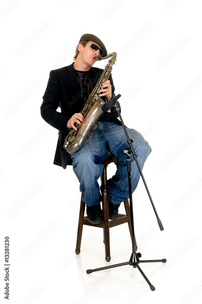 Naklejka premium Music performer, saxophone