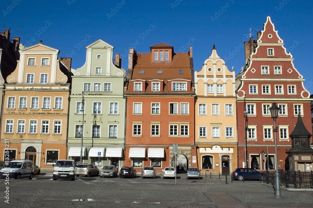 Colorful tenement houses in Poland