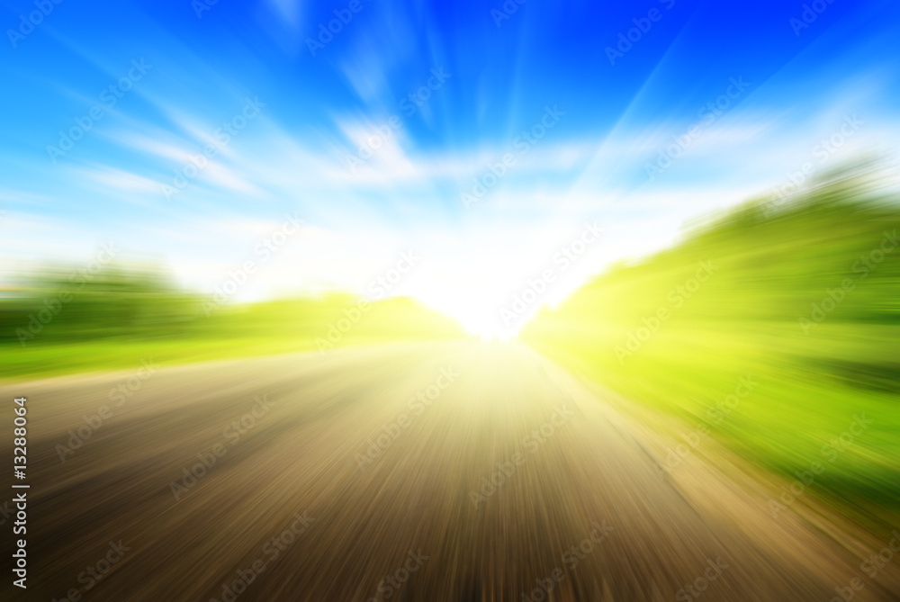 motion blur road and sun motion blur road and sun