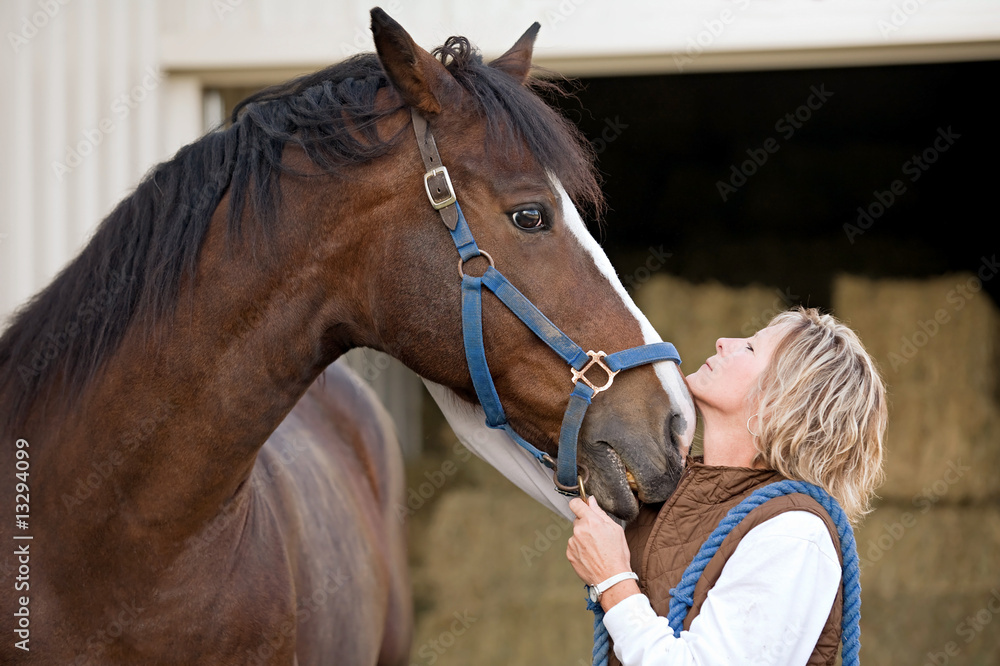 Obraz premium Woman's and Horse's Faces Together