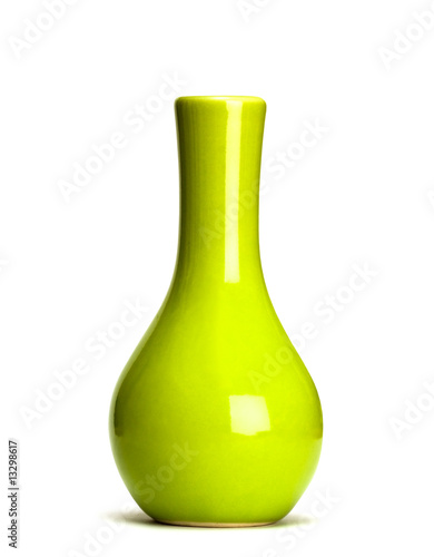 green vase isolated on white background