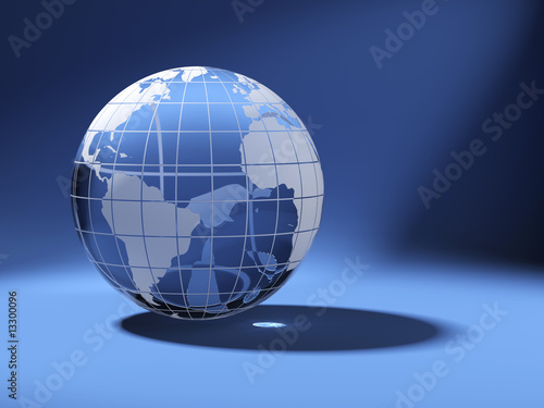 cristal world globe on blue
