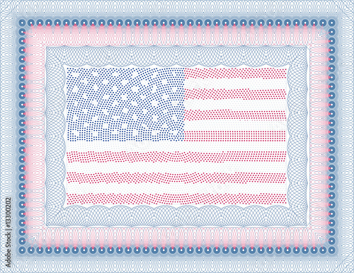 Vector secure blank guilloche certificate American Flag