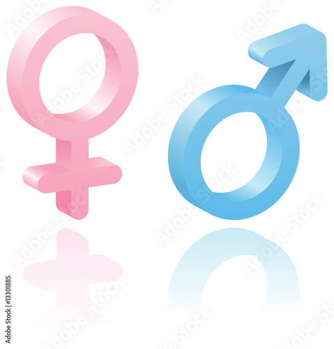 3d male and female symbols.