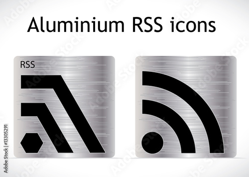 Two stylish metal RSS icons.