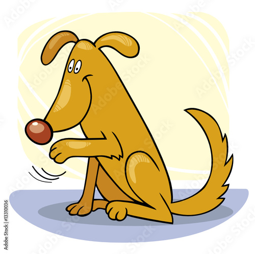 Dog's tricks: wave hello