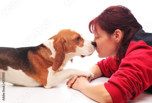woman with  puppy