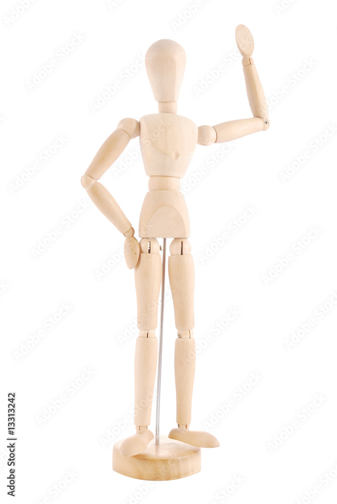 Artists mannequin waving on white background Artists mannequin waving on white background