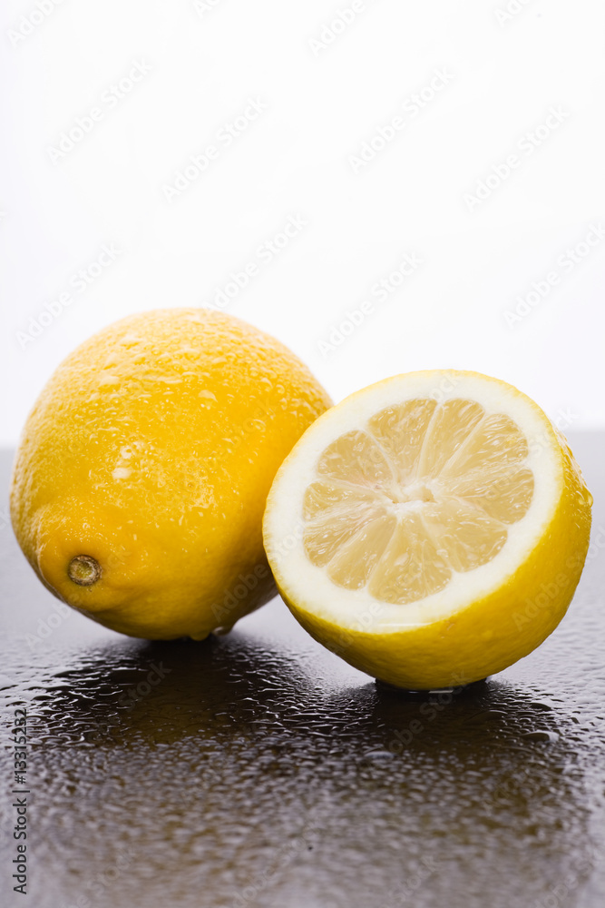 Fresh lemon with dew drops Fresh lemon with dew drops