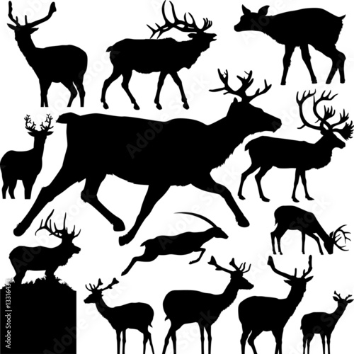 13 pieces of deer silhouettes