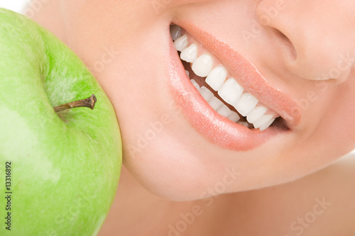 healthy teeth and green apple #13316892