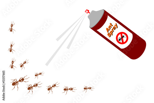 A can of insecticide and ants