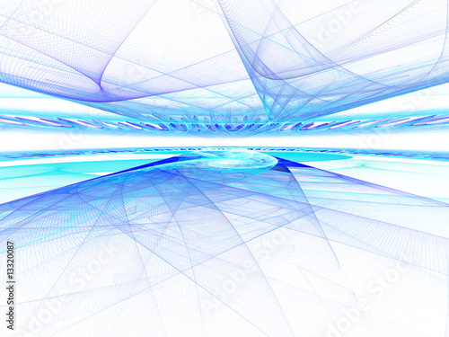 Abstract digitally rendered horizon cyperspace fractal. Good as