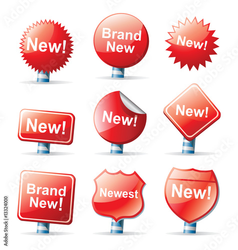 new red sign icons