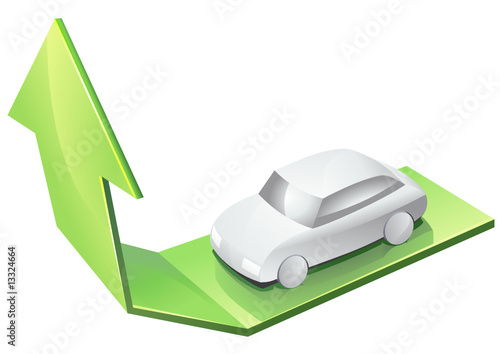 Voiture blanche en hausse (reflet)