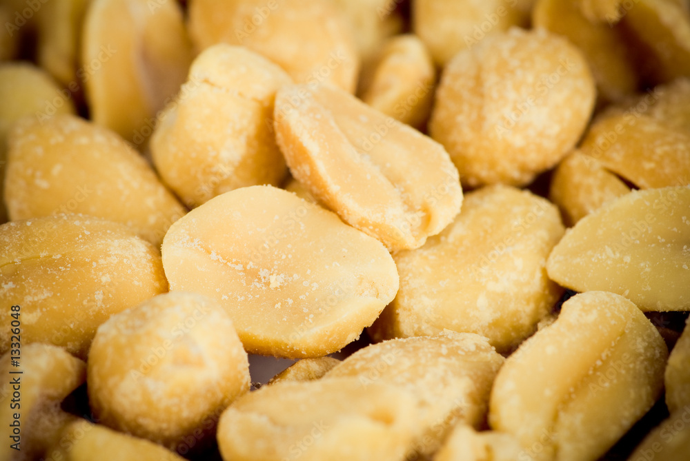 Background of close-up of fried salted peanuts