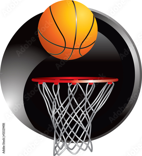 Basketball going into hoop