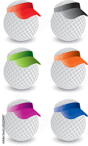 Six golf ball with visors