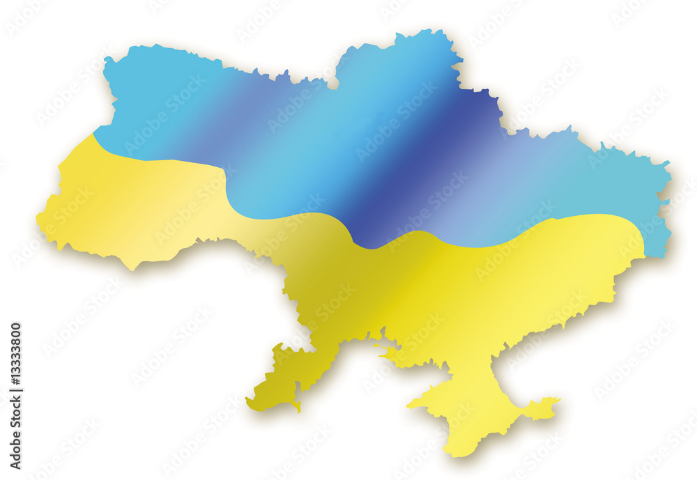 A map of Ukraine in fluttering flag's image