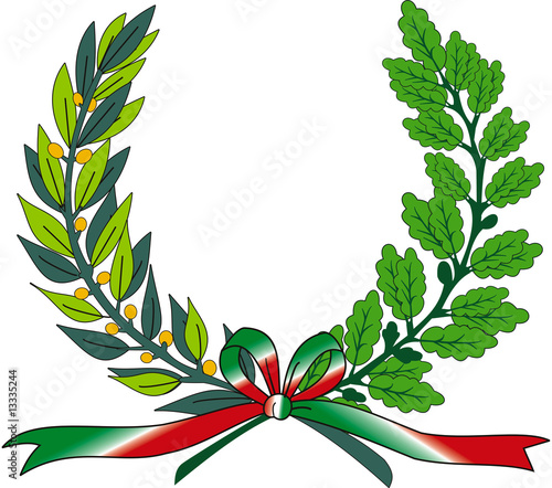 vector wreath with leafs and ribbon