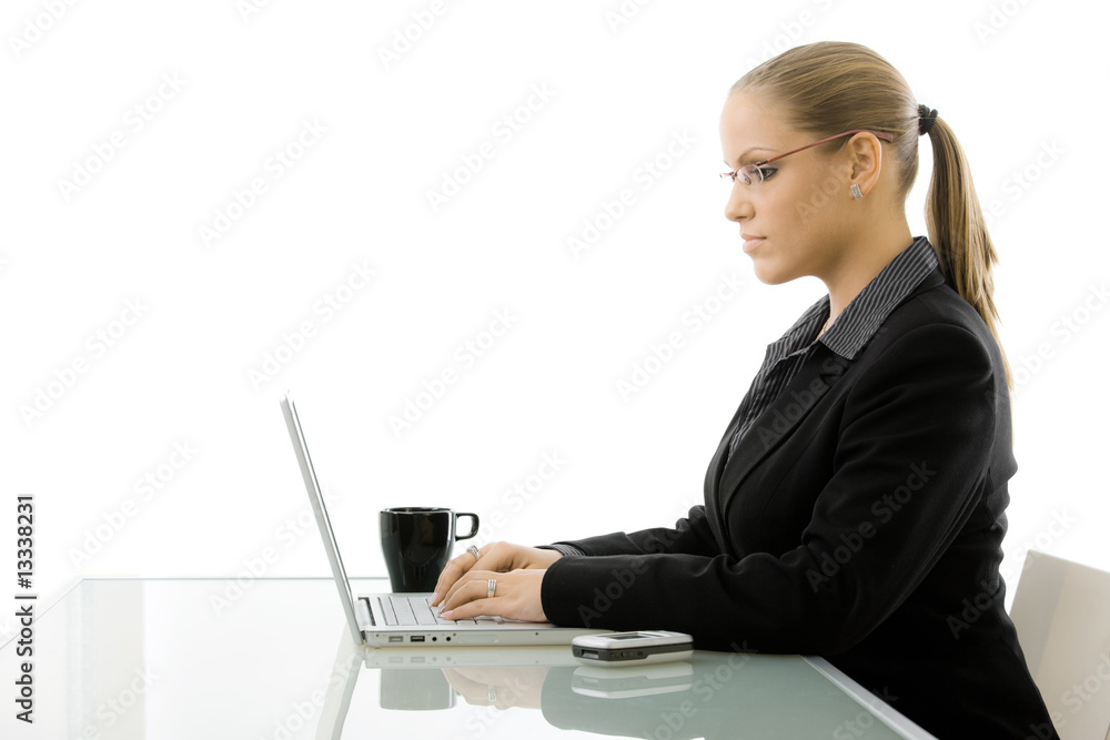 Businesswoman working on computer Businesswoman working on computer