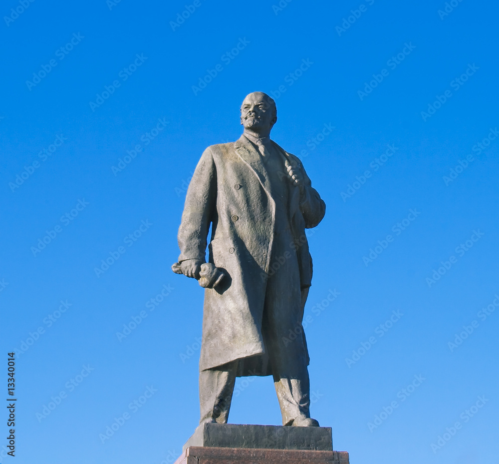 Statue of Lenin in Volgograd over big blue sky