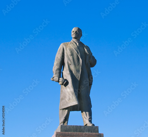 Statue of Lenin in Volgograd over big blue sky