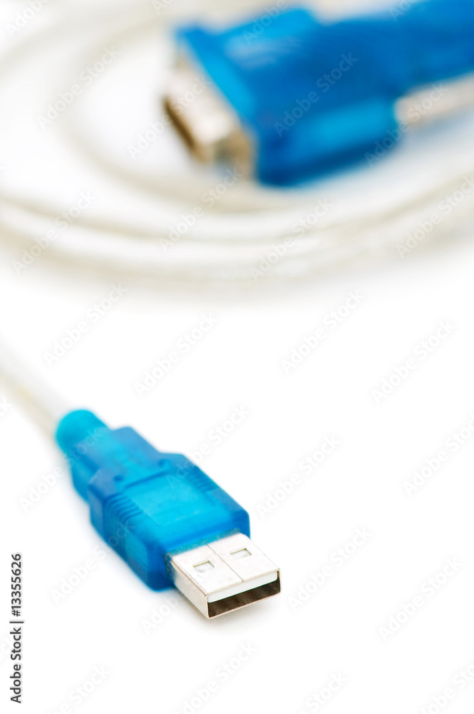 Blue USB cable - shallow depth of field Blue USB cable - shallow depth of field