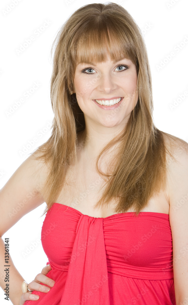 Shot of a Happy Girl with Red Dress Shot of a Happy Girl with Red Dress