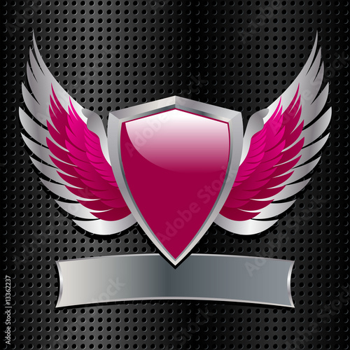 black metal background and shield