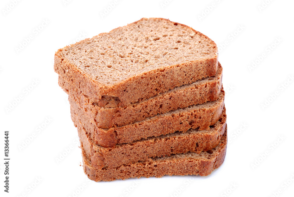 Sliced rye bread on the white background Sliced rye bread on the white background