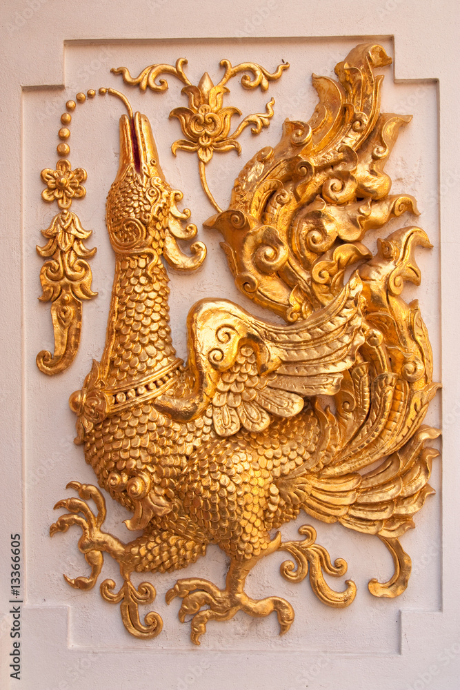 Bird in traditional Thai style molding art