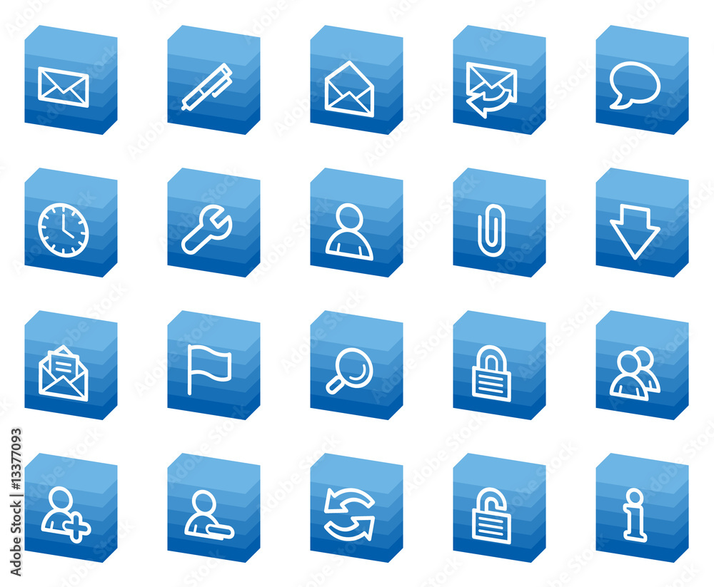 E-mail web icons, blue box series
