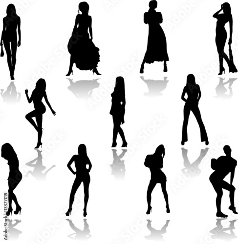 sexy girl action vector silhouettes