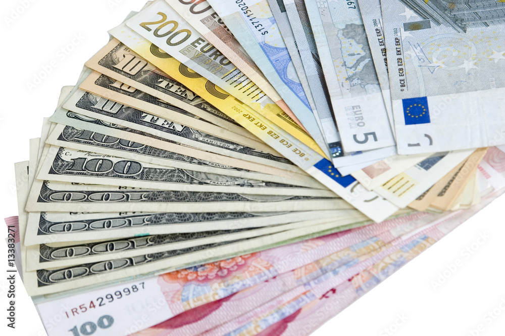 Euro, dollars and yuan - different banknotes Euro, dollars and yuan - different banknotes
